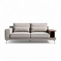 Sofa z bocznym stolikiem w szarym materiale 200 x 90 x 85 cm